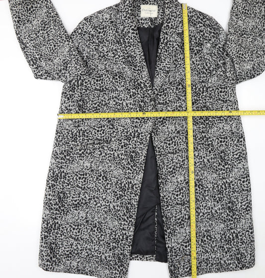 George Women’s Grey Animal Print Mid-Length Wool Blend Coat Size 20