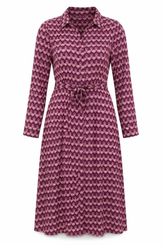 Kate & Pippa Women’s Purple Geometric Long Sleeve Shirt Dress XS