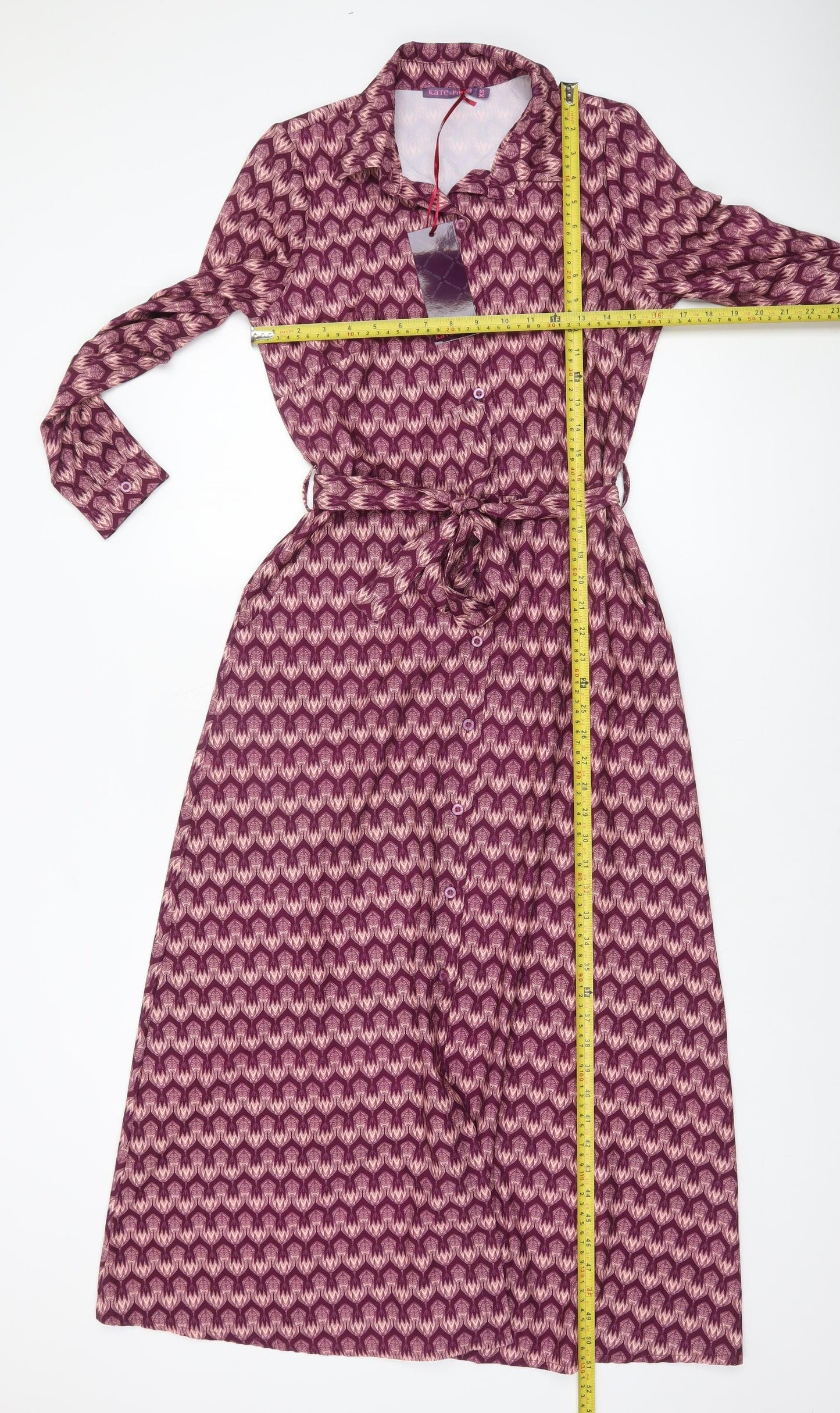 Kate & Pippa Women’s Purple Geometric Long Sleeve Shirt Dress XS