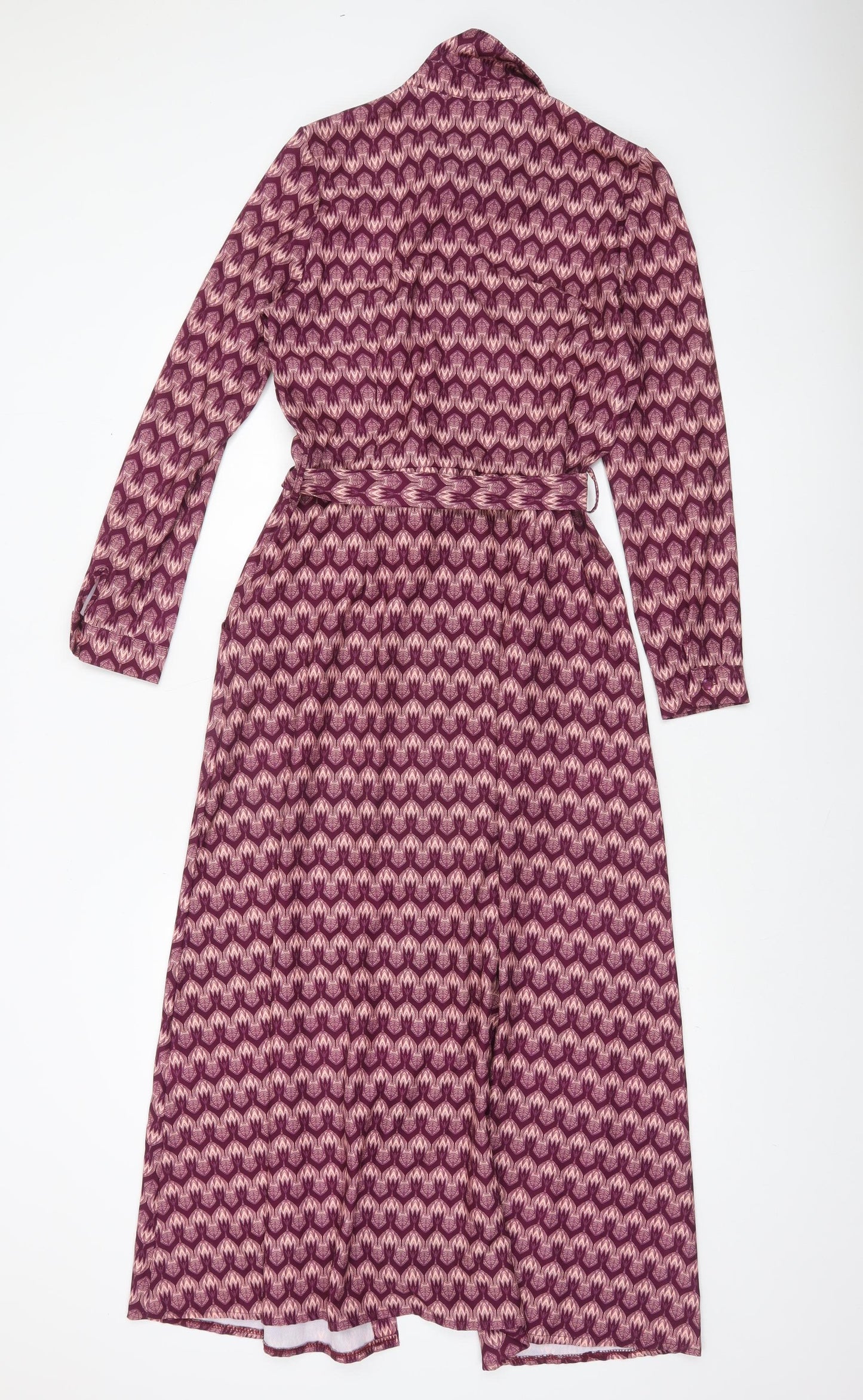 Kate & Pippa Women’s Purple Geometric Long Sleeve Shirt Dress XS
