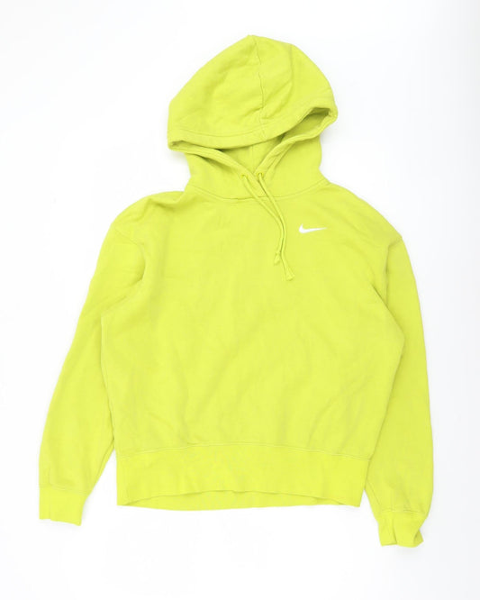 Nike Womens XS Yellow Hoodie Pullover Cotton Fleece Casual