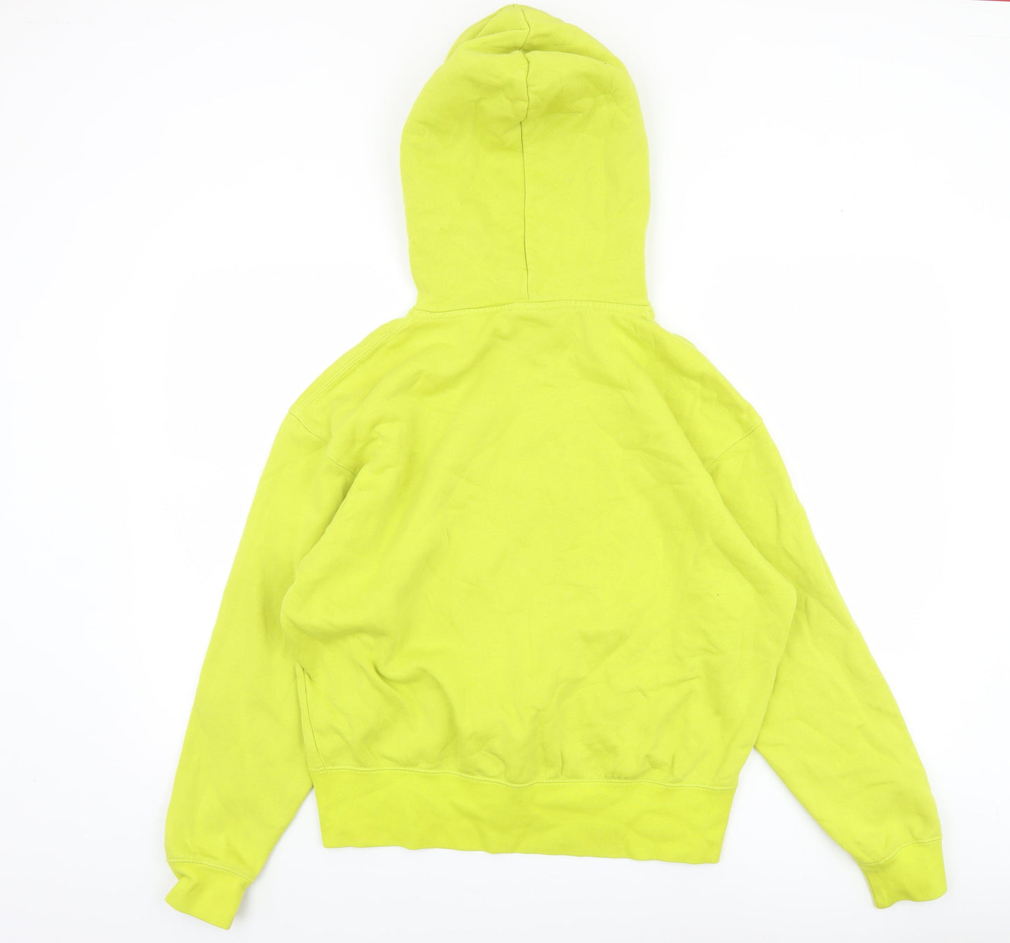 Nike Womens XS Yellow Hoodie Pullover Cotton Fleece Casual