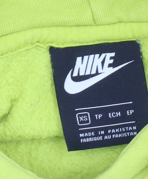 Nike Womens XS Yellow Hoodie Pullover Cotton Fleece Casual