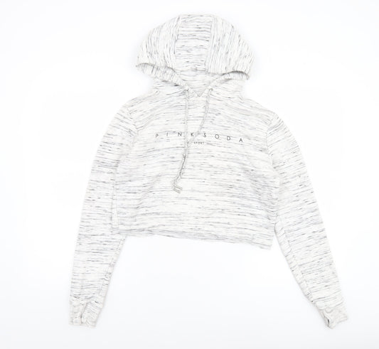 Pink Soda Sport Women's Grey Cropped Hoodie UK 10 Pullover