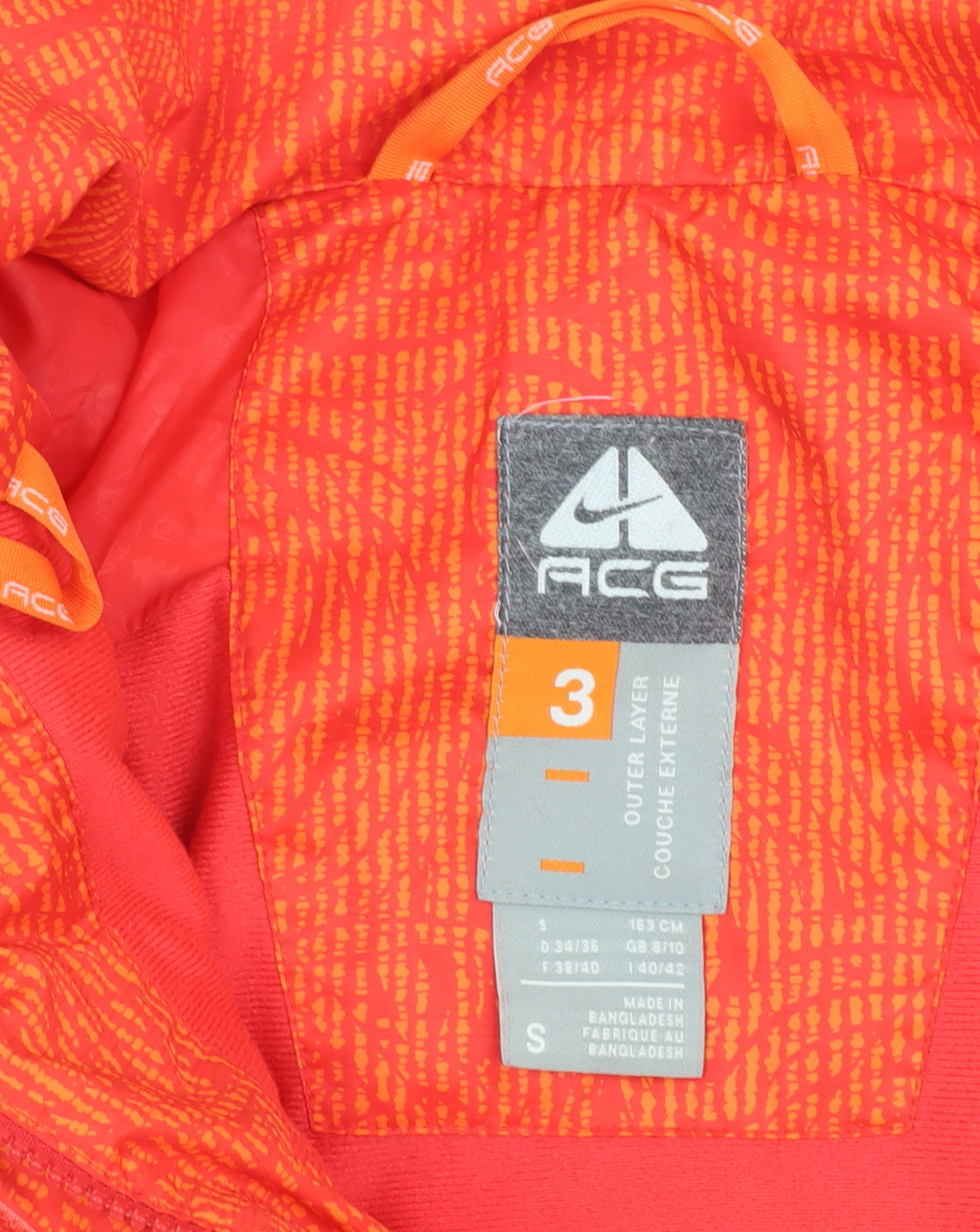 Nike ACG Women's Orange Puffer Jacket Size 8 Insulated Winter
