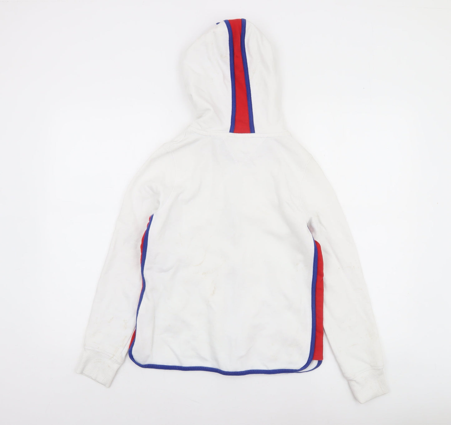 Tommy Hilfiger Women White Full Zip Hoodie Size S Red Blue Trim Sport Style