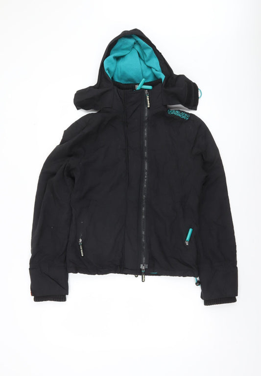 Superdry Womens Black M The Windcheater Hooded Jacket Windproof