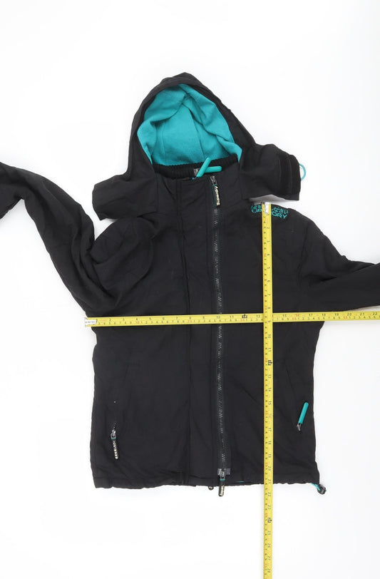 Superdry Womens Black M The Windcheater Hooded Jacket Windproof