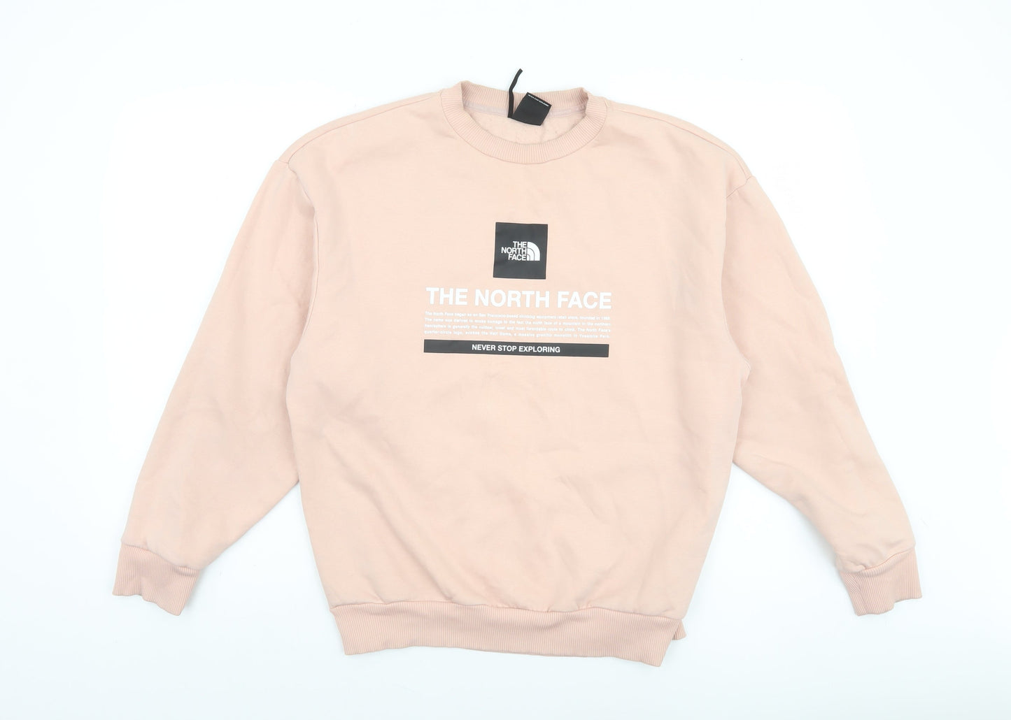 The North Face Womens Beige Pullover Sweatshirt Large Logo Fleece