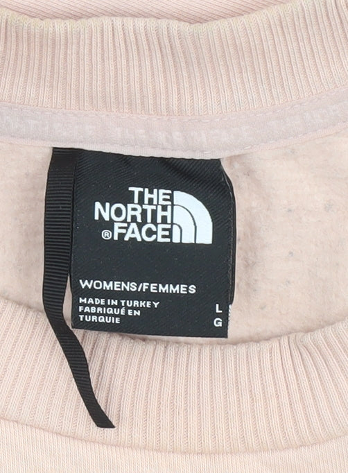 The North Face Womens Beige Pullover Sweatshirt Large Logo Fleece