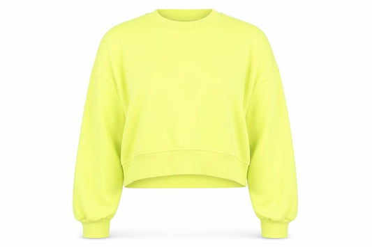 Primark Women Yellow Crew Neck Pullover Sweatshirt L Relaxed Fit
