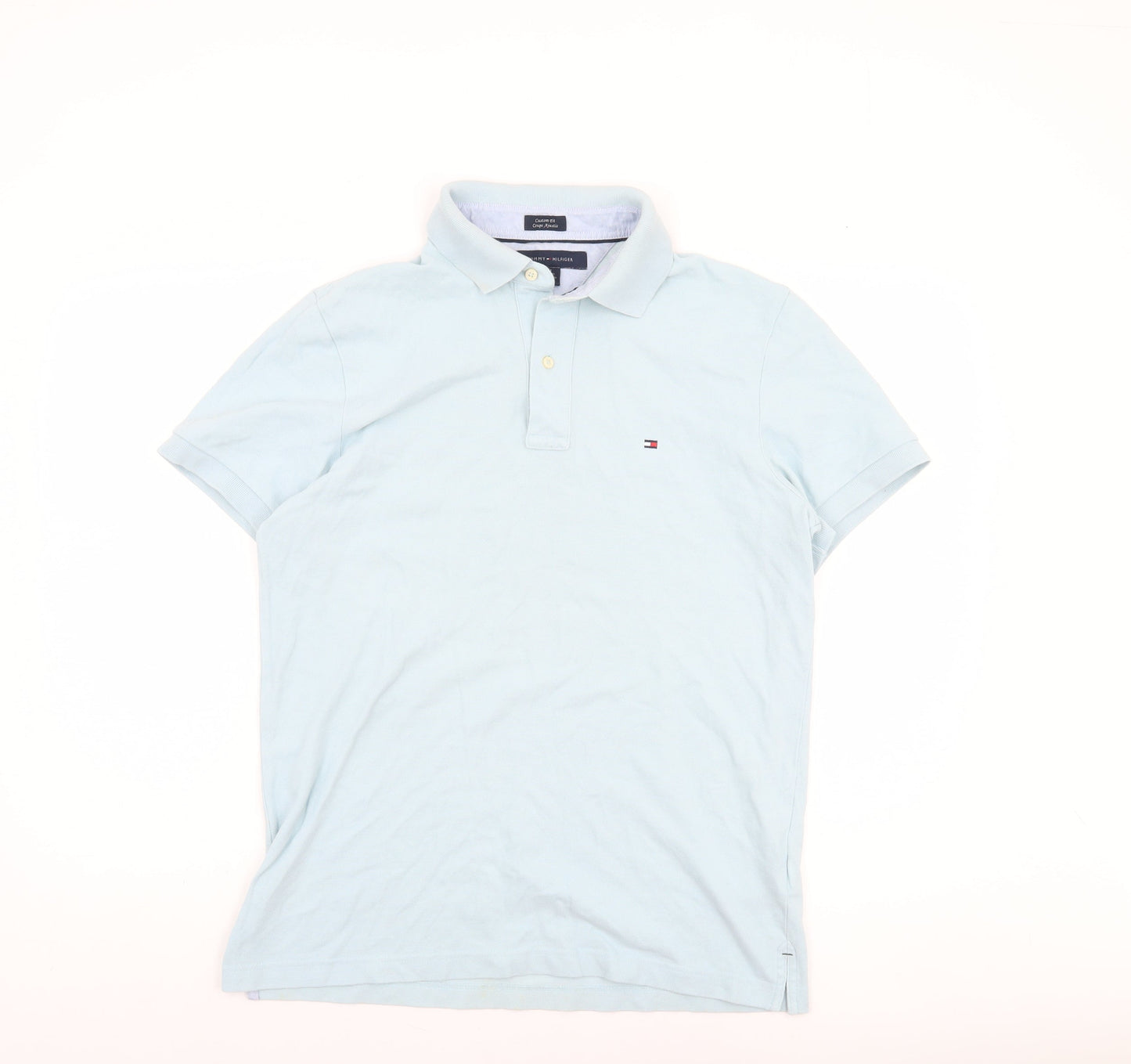 Tommy Hilfiger Men Blue Cotton Polo Shirt M Regular Fit