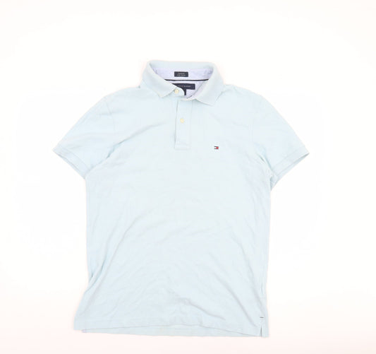 Tommy Hilfiger Men Blue Cotton Polo Shirt M Regular Fit