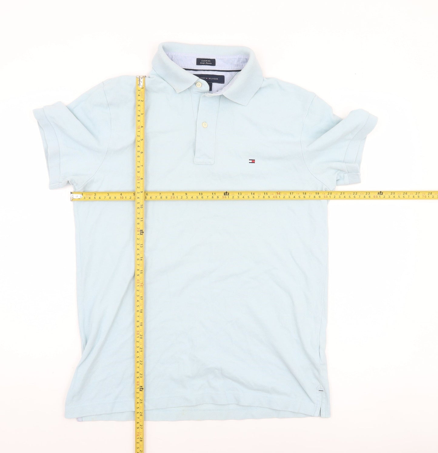 Tommy Hilfiger Men Blue Cotton Polo Shirt M Regular Fit