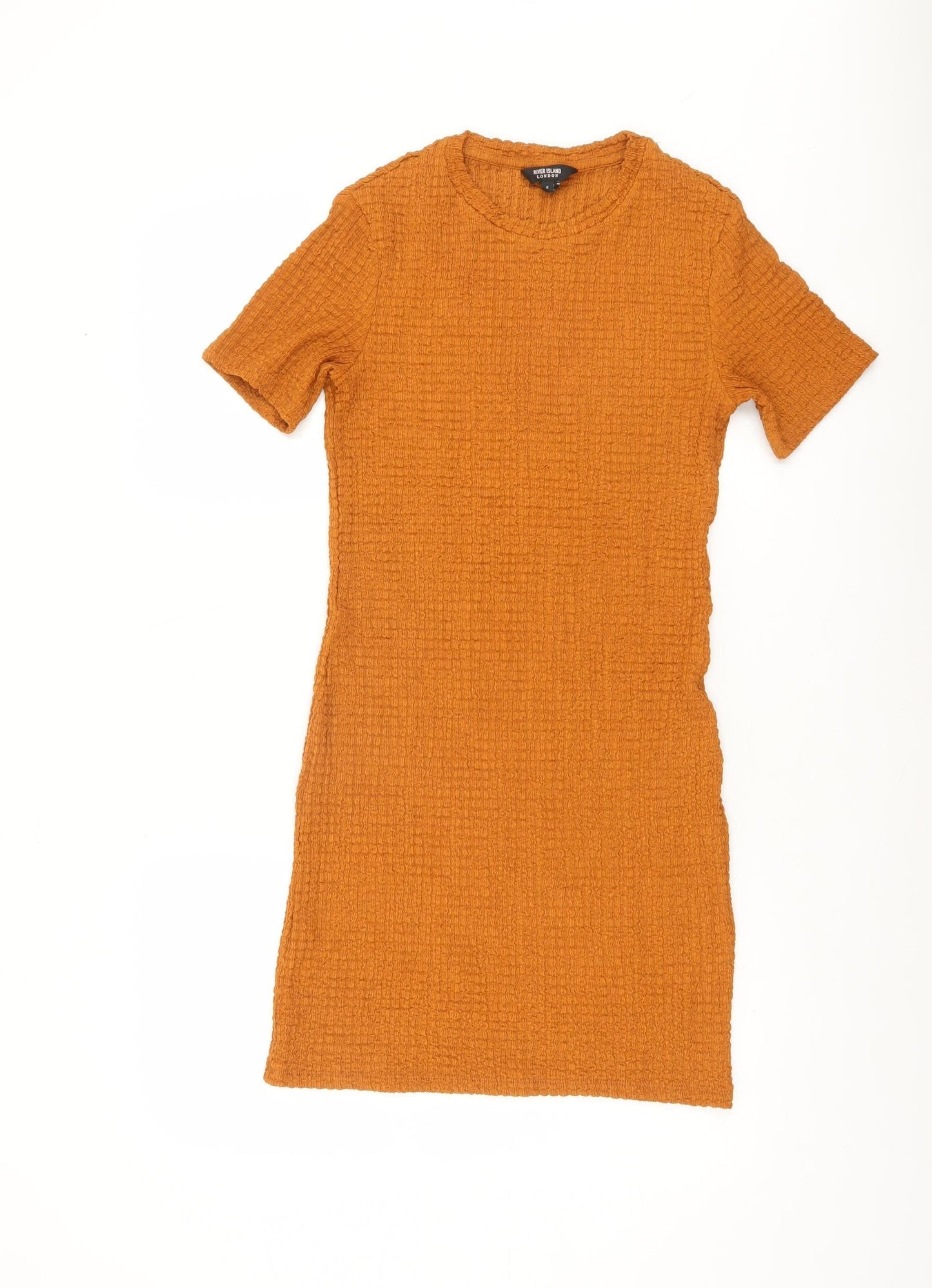 River Island Women’s Orange Short Sleeve Bodycon Dress Size 8