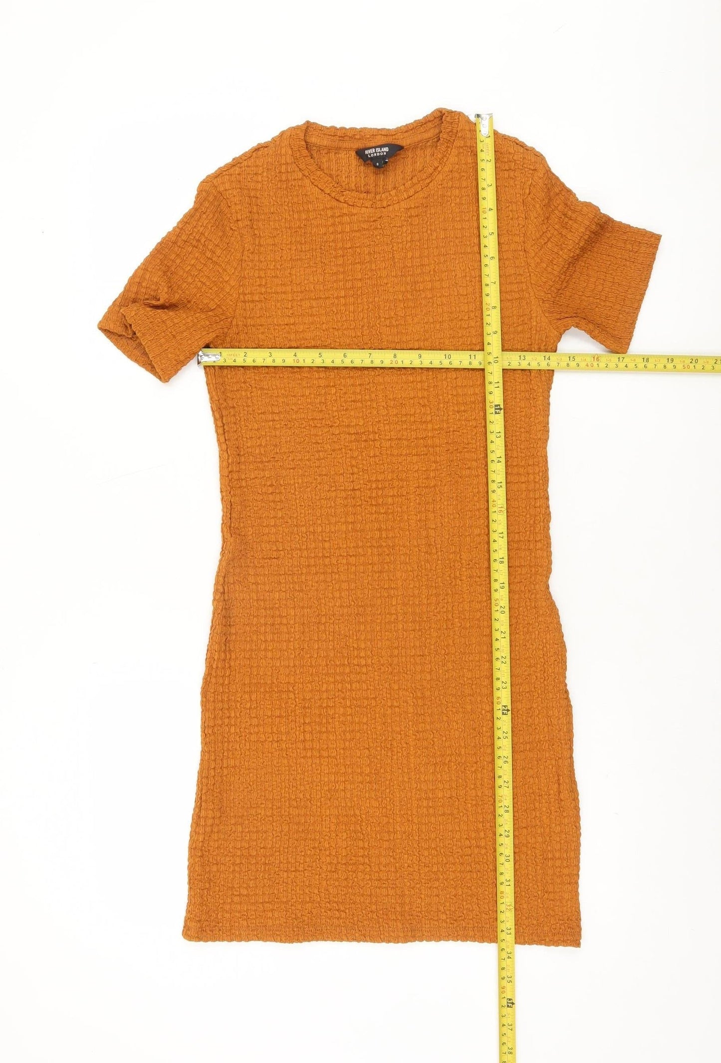 River Island Women’s Orange Short Sleeve Bodycon Dress Size 8