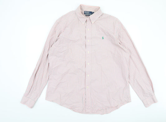 Ralph Lauren Men's Pink Check Slim Fit Cotton Long Sleeve Shirt XL