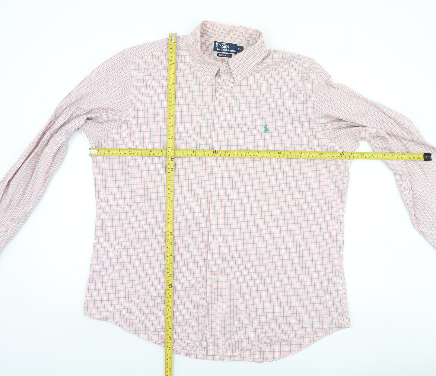 Ralph Lauren Men's Pink Check Slim Fit Cotton Long Sleeve Shirt XL