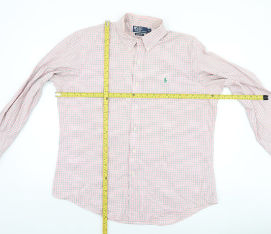 Ralph Lauren Men's Pink Check Slim Fit Cotton Long Sleeve Shirt XL