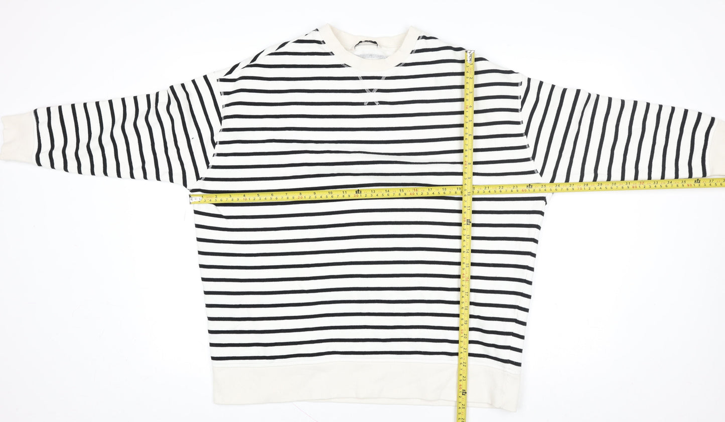 Tu Woman Black & White Striped Pullover Sweatshirt Size M