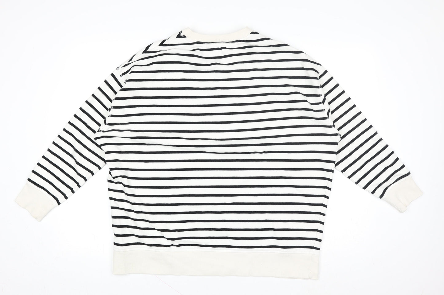 Tu Woman Black & White Striped Pullover Sweatshirt Size M