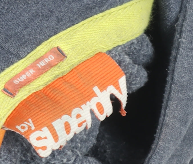 Superdry Men's Grey Pullover Hoodie Small Tokyo Superheroes Graphic