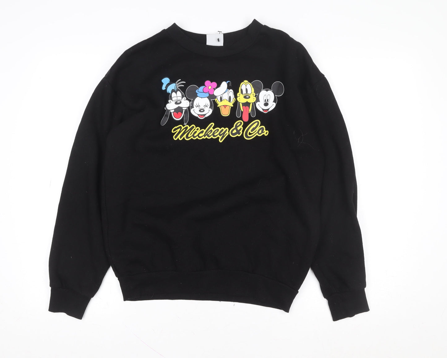 Disney Womens Black Mickey & Co. Crew Neck Pullover Sweatshirt Size S