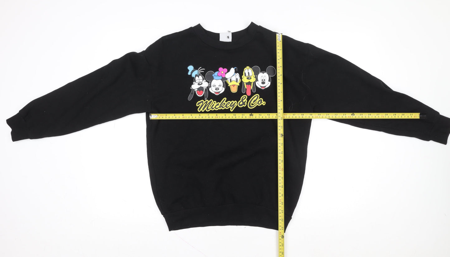 Disney Womens Black Mickey & Co. Crew Neck Pullover Sweatshirt Size S