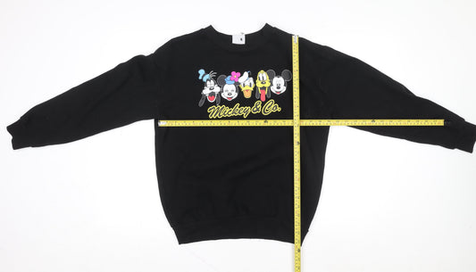 Disney Womens Black Mickey & Co. Crew Neck Pullover Sweatshirt Size S