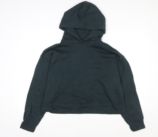 Old Navy Women Black Pullover Hoodie L Relaxed Fit Cotton Blend