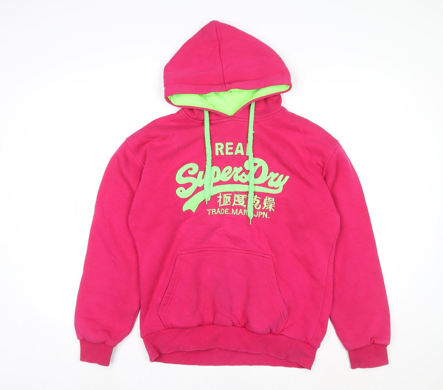 Superdry Women’s Pink Pullover Hoodie Size M 100% Cotton Logo Print