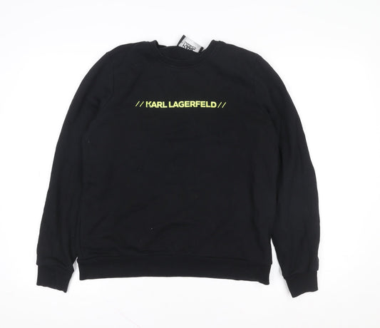 Karl Lagerfeld Men's Black Medium Crew Neck Logo Sweatshirt