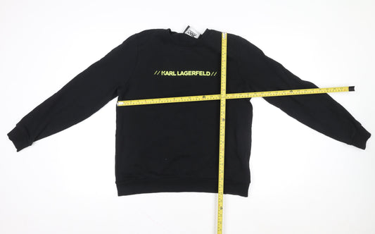Karl Lagerfeld Men's Black Medium Crew Neck Logo Sweatshirt