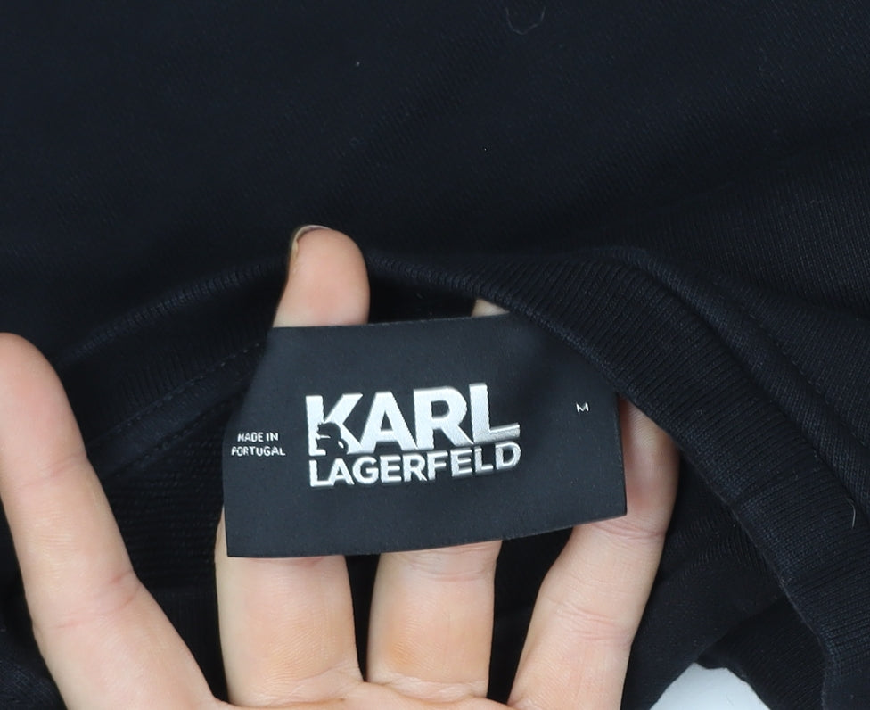 Karl Lagerfeld Men's Black Medium Crew Neck Logo Sweatshirt