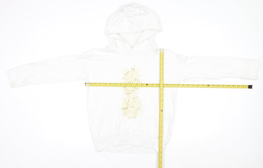 Next Girls White 11 Years Pineapple Print Cotton Pullover Hoodie