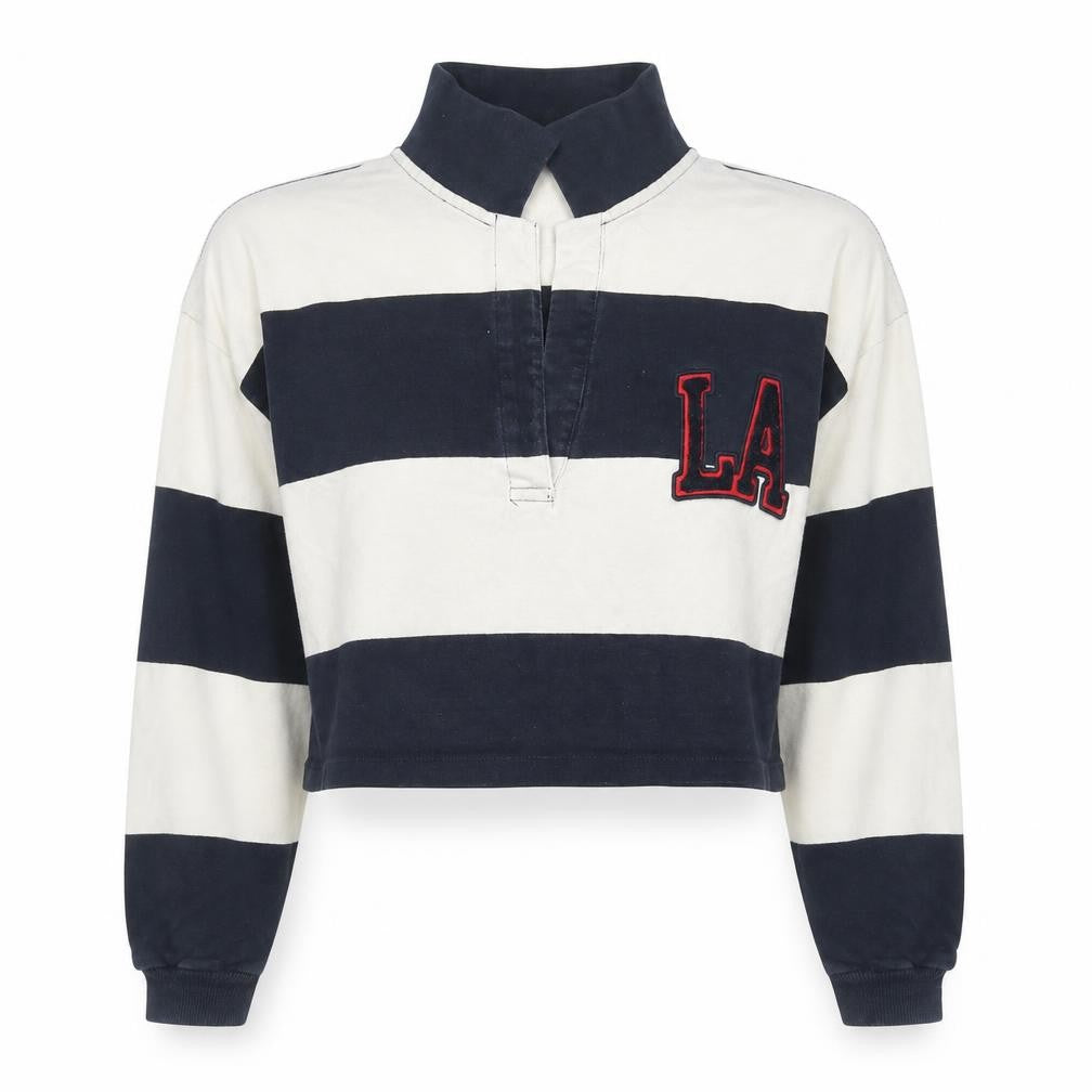 Pull&Bear Women Navy & White Striped LA Rugby Sweatshirt S