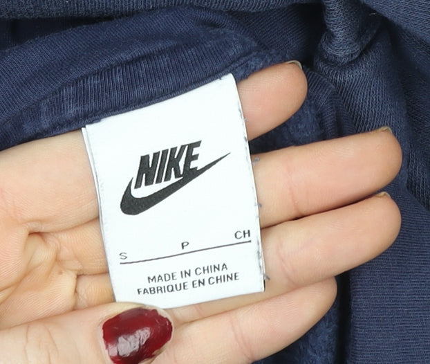 Nike Men's Blue Pullover Hoodie Small Sportswear Logo Fleece