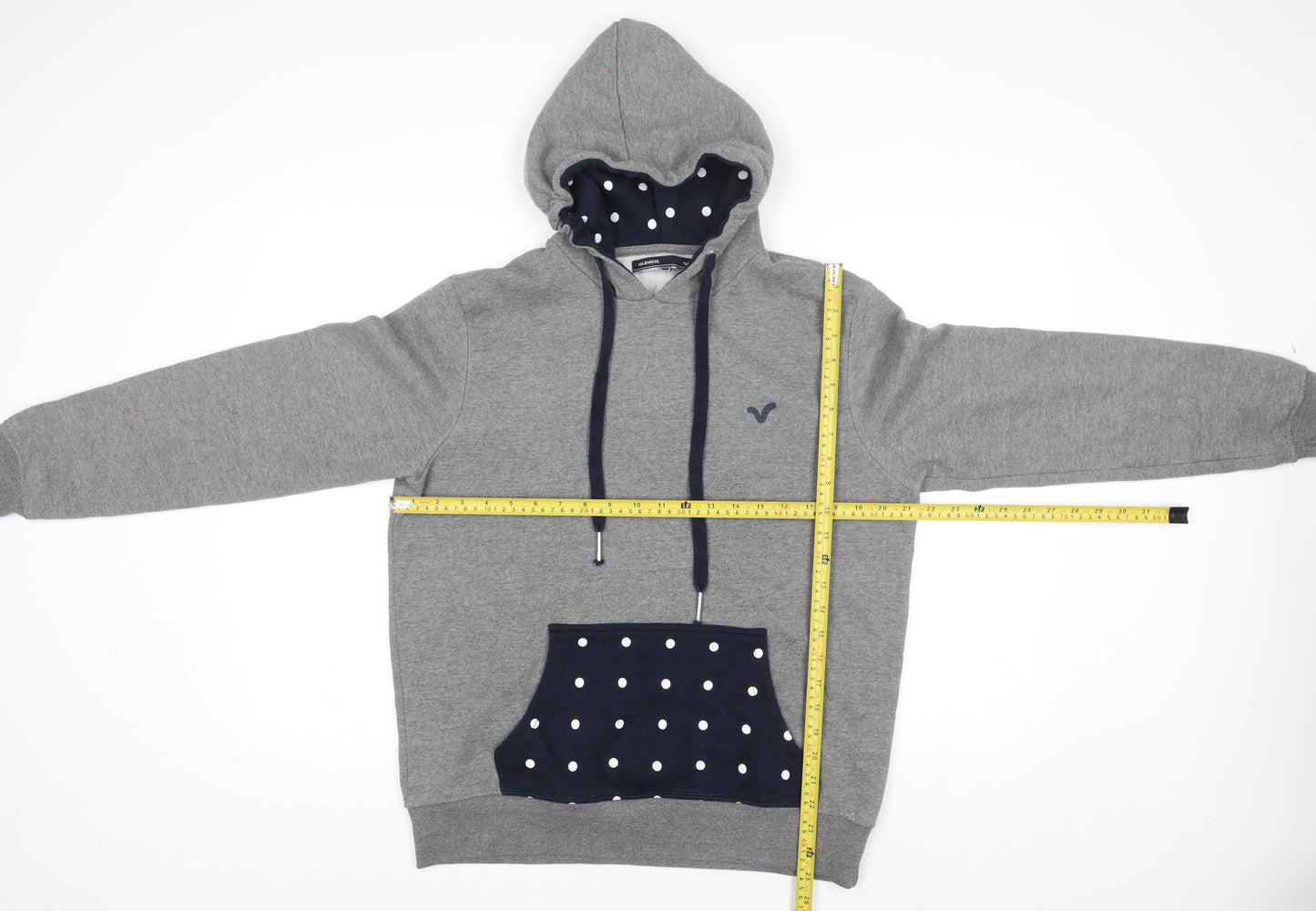 Voi Jeans Women’s Grey Polka Dot Lined Pullover Hoodie Size 14