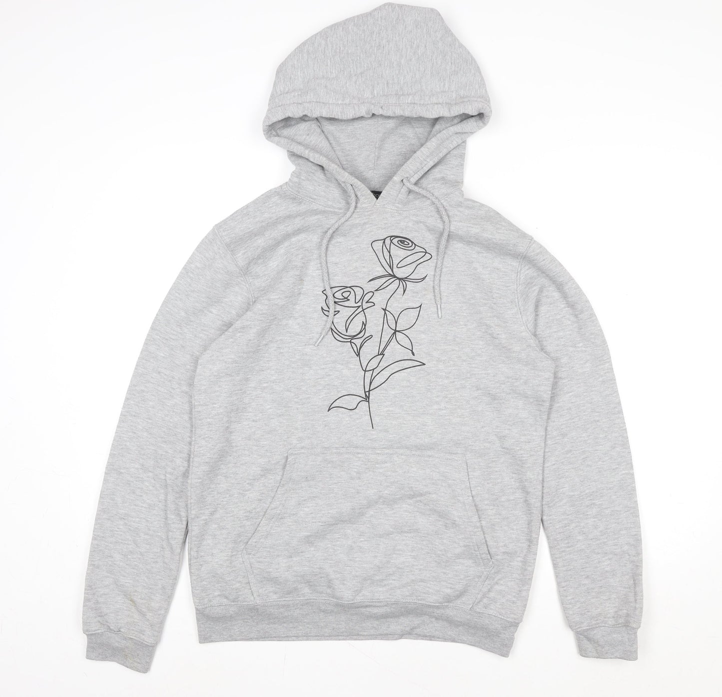 Boohoo Women Grey Size 6 Pullover Hoodie with Floral Print
