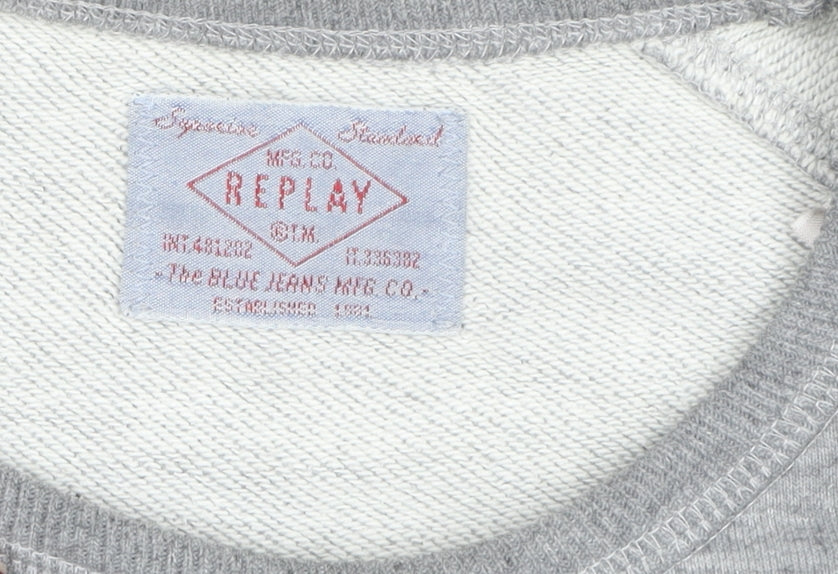Replay Womens Grey Cotton Blend Pullover Sweatshirt L