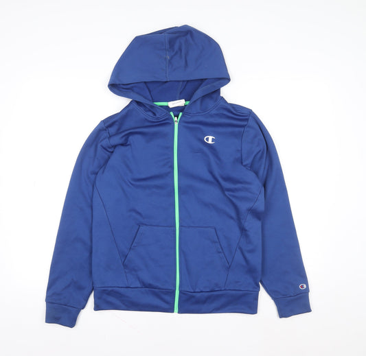 Champion Blue Teens L(11/12) Hooded Track Jacket with Zip Pockets