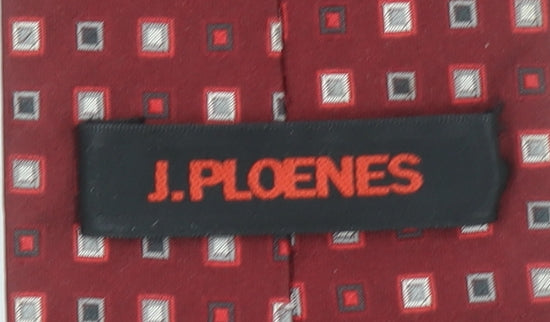 J. Ploenes Men's Red Geometric 100% Silk Tie – Elegant Patterned Accessory