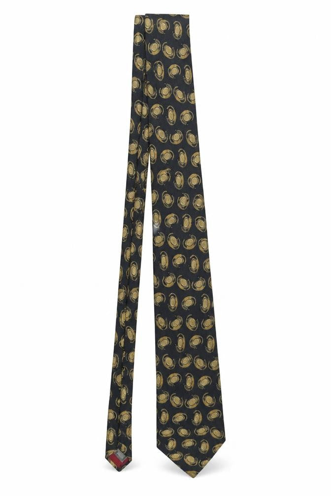 Marks and Spencer St Michael Men's Navy Gold Silk Paisley Tie