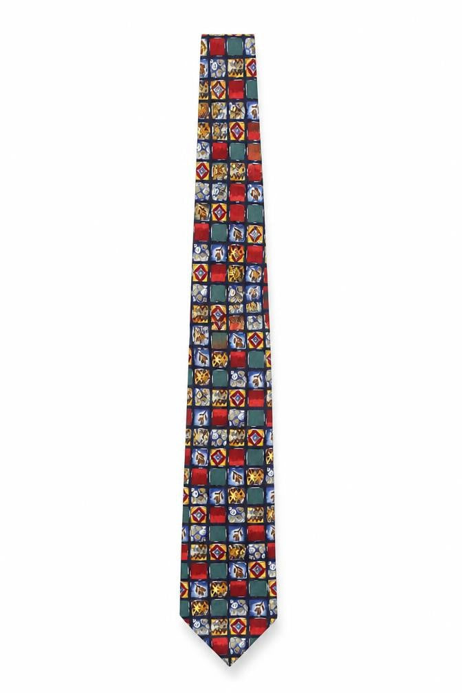 Marks and Spencer Men's Multicoloured Silk Geometric Tie