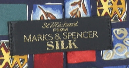 Marks and Spencer Men's Multicoloured Silk Geometric Tie