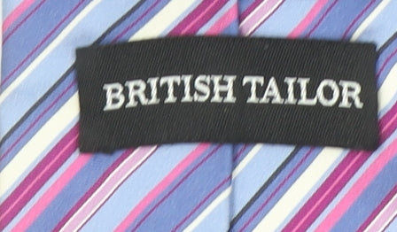 British Tailor Men's Purple Striped Silk Designer Tie One Size
