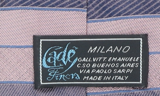 Edo Firenze Men Pink Blue Striped Silk Designer Tie
