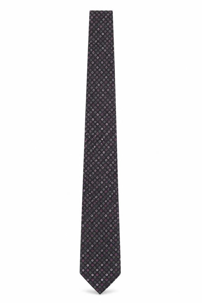 Butler & Webb Men's Black Silk Polka Dot Slim Tie