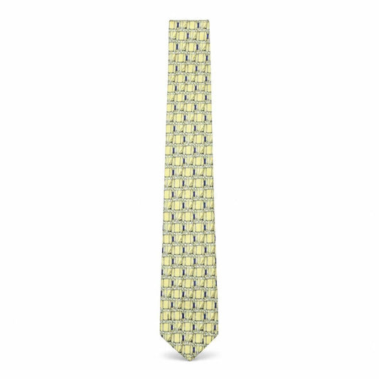 Victor Laurent Men's Yellow Geometric 100% Silk Tie One Size