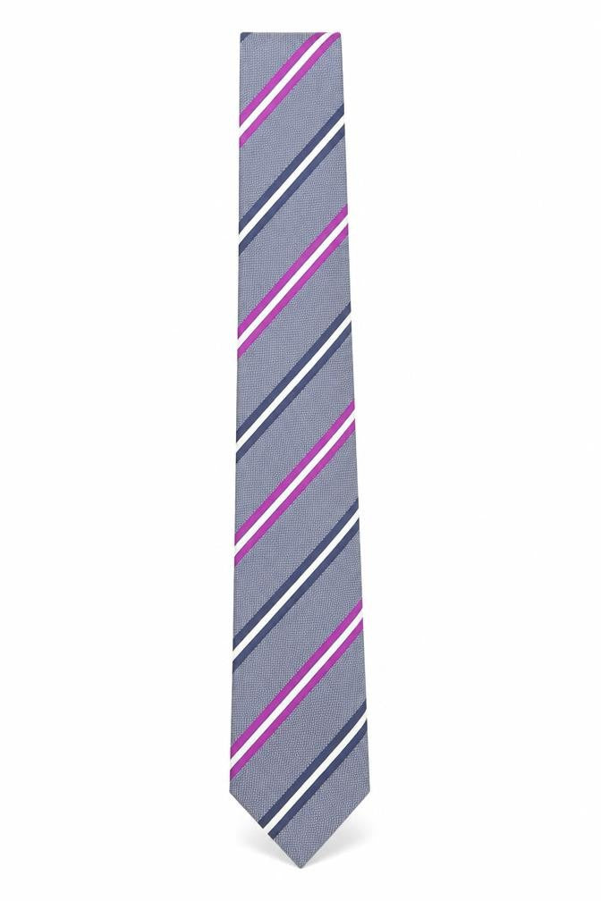 Charles Tyrwhitt Men’s Grey Striped Silk Slim Tie One Size